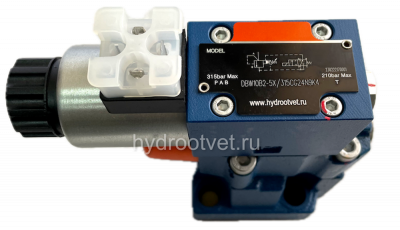 DBW10B2-5X/50CG24N9K4 - Предохранительный клапан Ду10 с давлением настройки до 50 бар, управление - X и Y - внутренние с разгрузкой B = открыт с электроуправлением G24